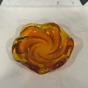 Fenton Amber Swirl Glass Ashtray